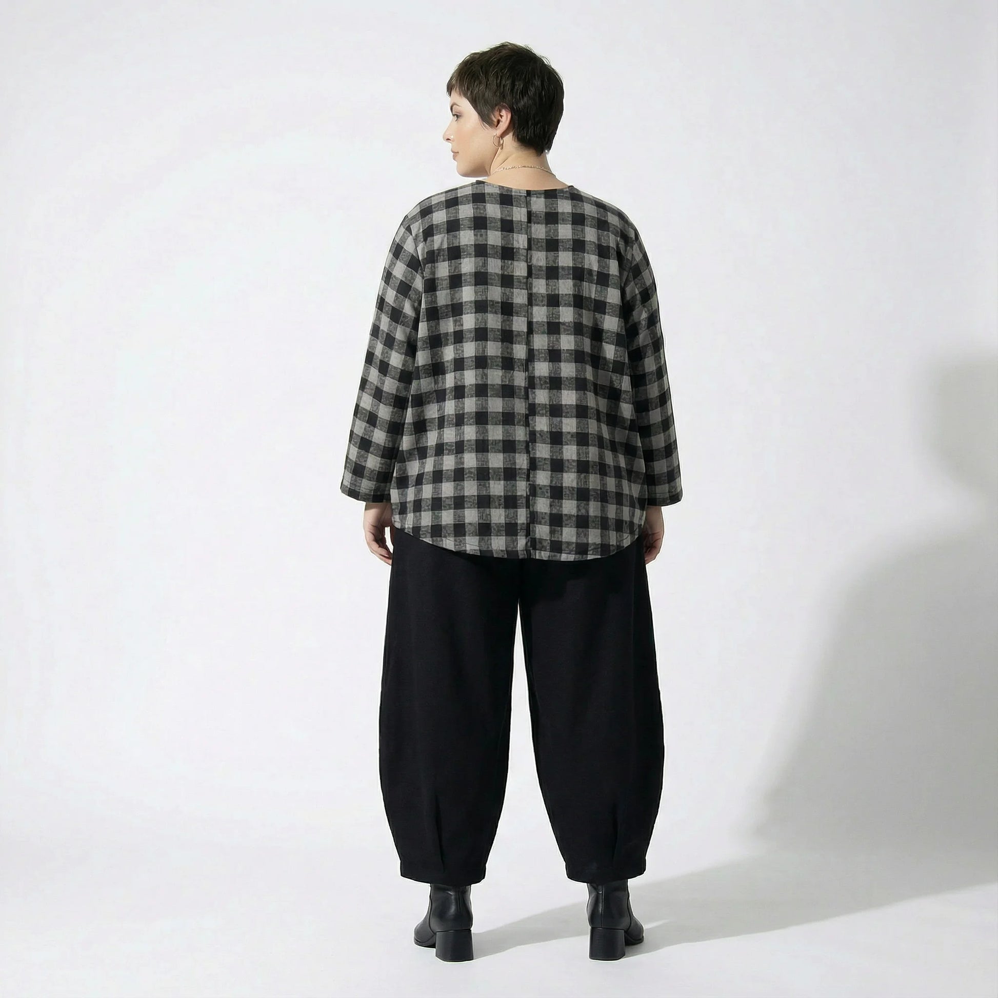  AKH Fashion Jacke in gerundeter Form, aus Polyester, 1562.00130, Grau/Schwarz, Kariert