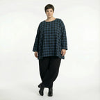  A-Form Bigshirt von AKH Fashion aus Polyester, 1562.00593, Blau/Schwarz, Kariert, Schick