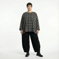 A-Form Bigshirt von AKH Fashion aus Polyester, 1562.00593, Grau/Schwarz, Kariert, Schick