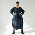  Ballonkleid von AKH Fashion aus Polyester, 1562.01926, Blau/Schwarz, Kariert, Ausgefallen