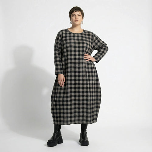  Ballonkleid von AKH Fashion aus Polyester, 1562.01926, Grau/Schwarz, Kariert, Ausgefallen