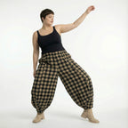  Ballonhose von AKH Fashion aus Polyester, 1562.08069, Sand/Schwarz, Kariert, Ausgefallen