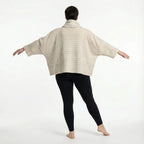  AKH Fashion Bigshirt in kastiger Form, aus Materialmix, 1569.03019, Beige/Weiß, Streifen