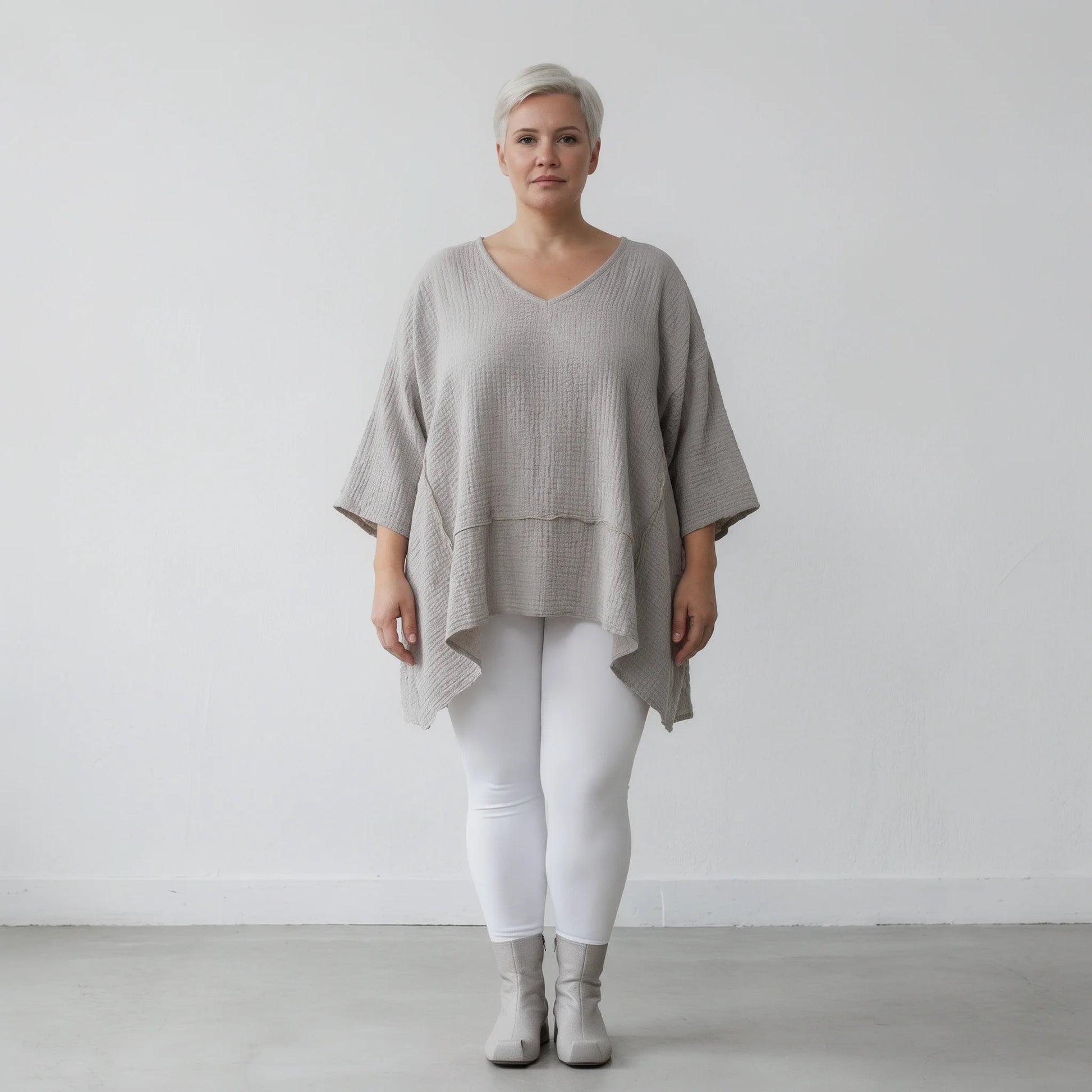 A-Form Bigshirt von AKH Fashion aus Baumwolle, 1573.05593, Beige, Kariert, Ausgefallen