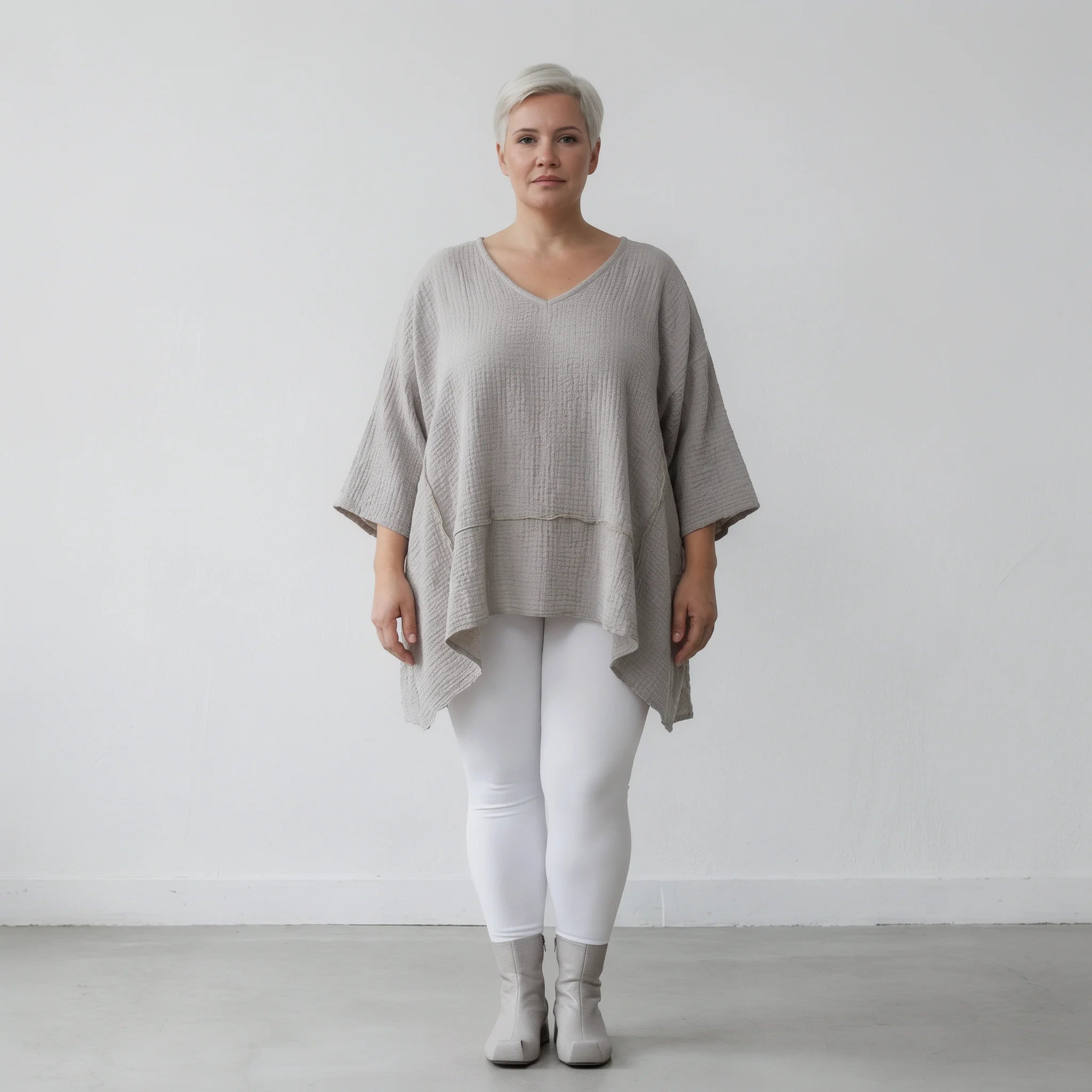 A-Form Bigshirt von AKH Fashion aus Baumwolle, 1573.05593, Beige, Kariert, Ausgefallen