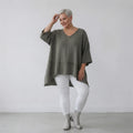 A-Form Bigshirt von AKH Fashion aus Baumwolle, 1573.05593, Khaki, Kariert, Ausgefallen