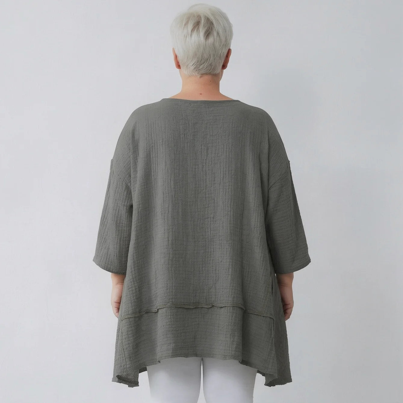 A-Form Bigshirt von AKH Fashion aus Baumwolle, 1573.05593, Khaki, Kariert, Ausgefallen