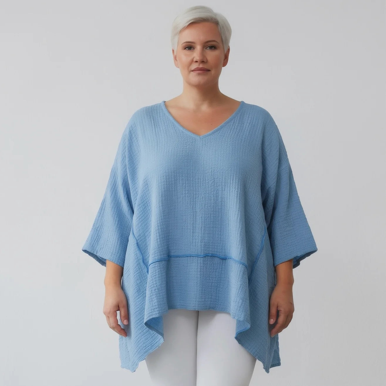 A-Form Bigshirt von AKH Fashion aus Baumwolle, 1573.05593, Türkis, Kariert, Ausgefallen