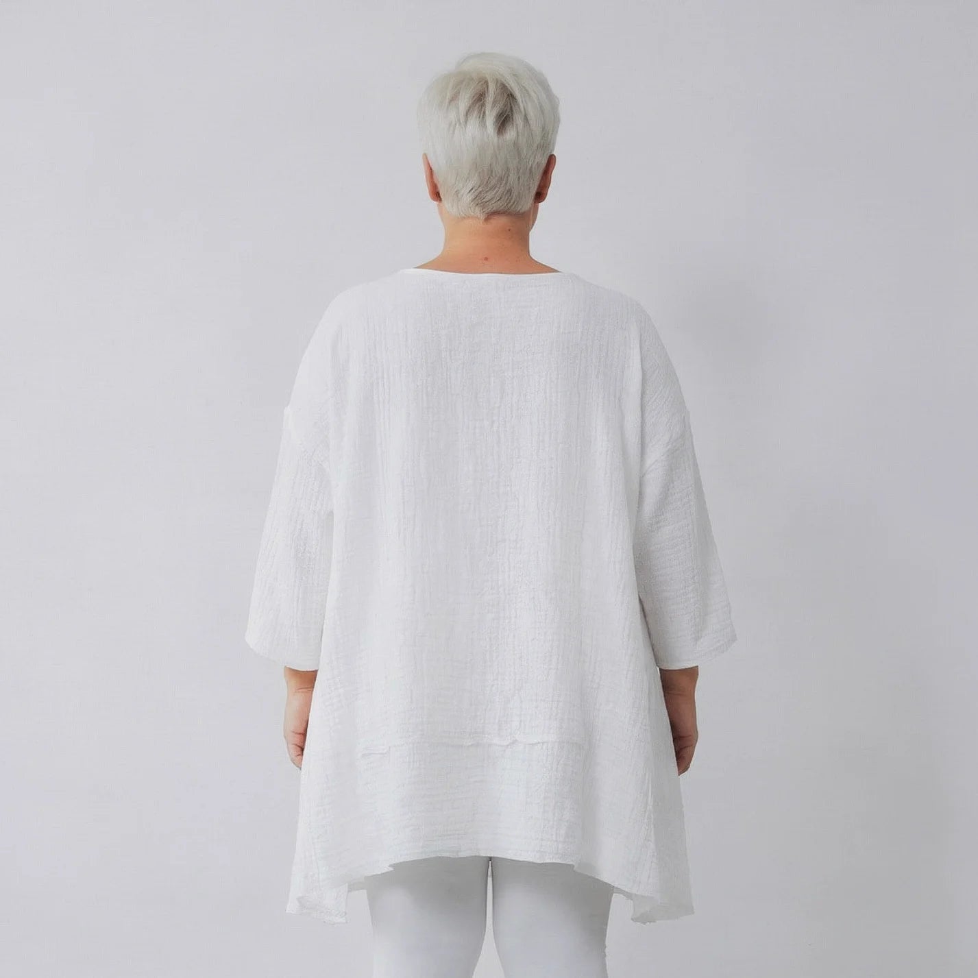 A-Form Bigshirt von AKH Fashion aus Baumwolle, 1573.05593, Weiß, Kariert, Ausgefallen, Schick