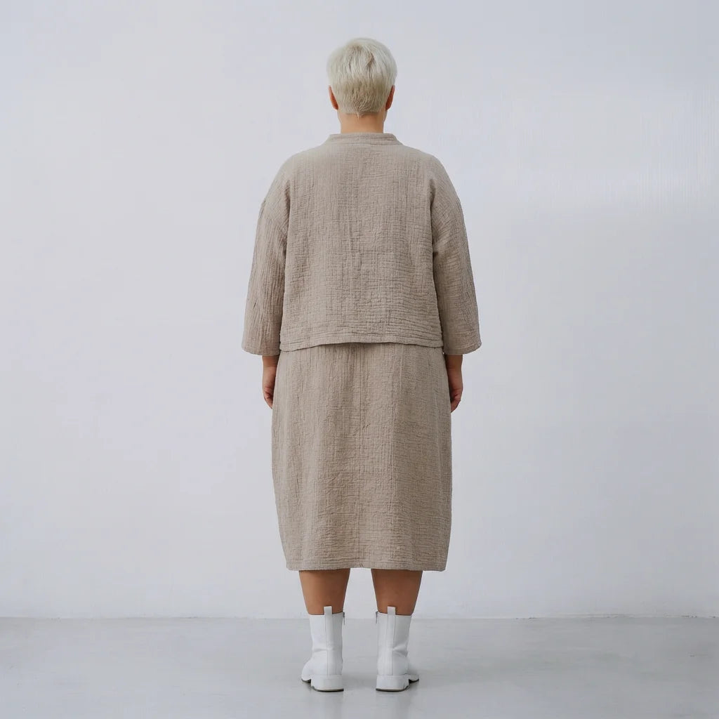 AKH Fashion Jacke in kastiger Form, aus Baumwolle, 1573.06929, Beige, Kariert, Schick