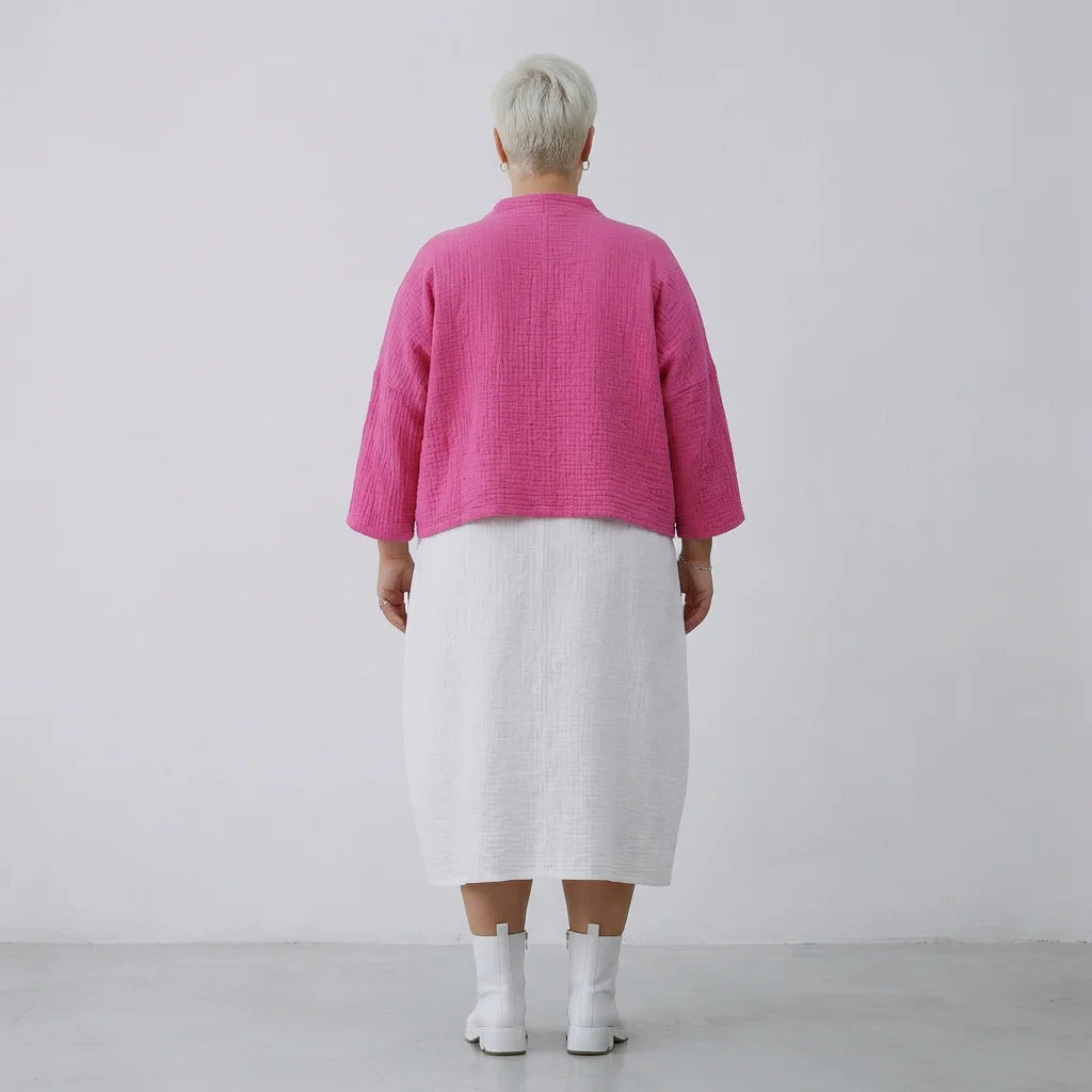  AKH Fashion Jacke in kastiger Form, aus Baumwolle, 1573.06929, Fuchsia, Kariert, Schick