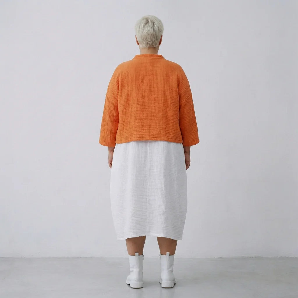 AKH Fashion Jacke in kastiger Form, aus Baumwolle, 1573.06929, Orange, Kariert, Schick