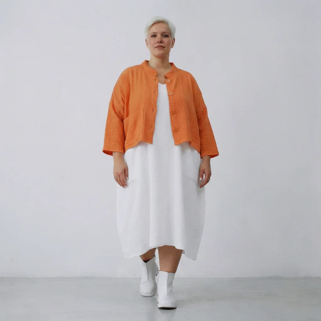 AKH Fashion Jacke in kastiger Form, aus Baumwolle, 1573.06929, Orange, Kariert, Schick