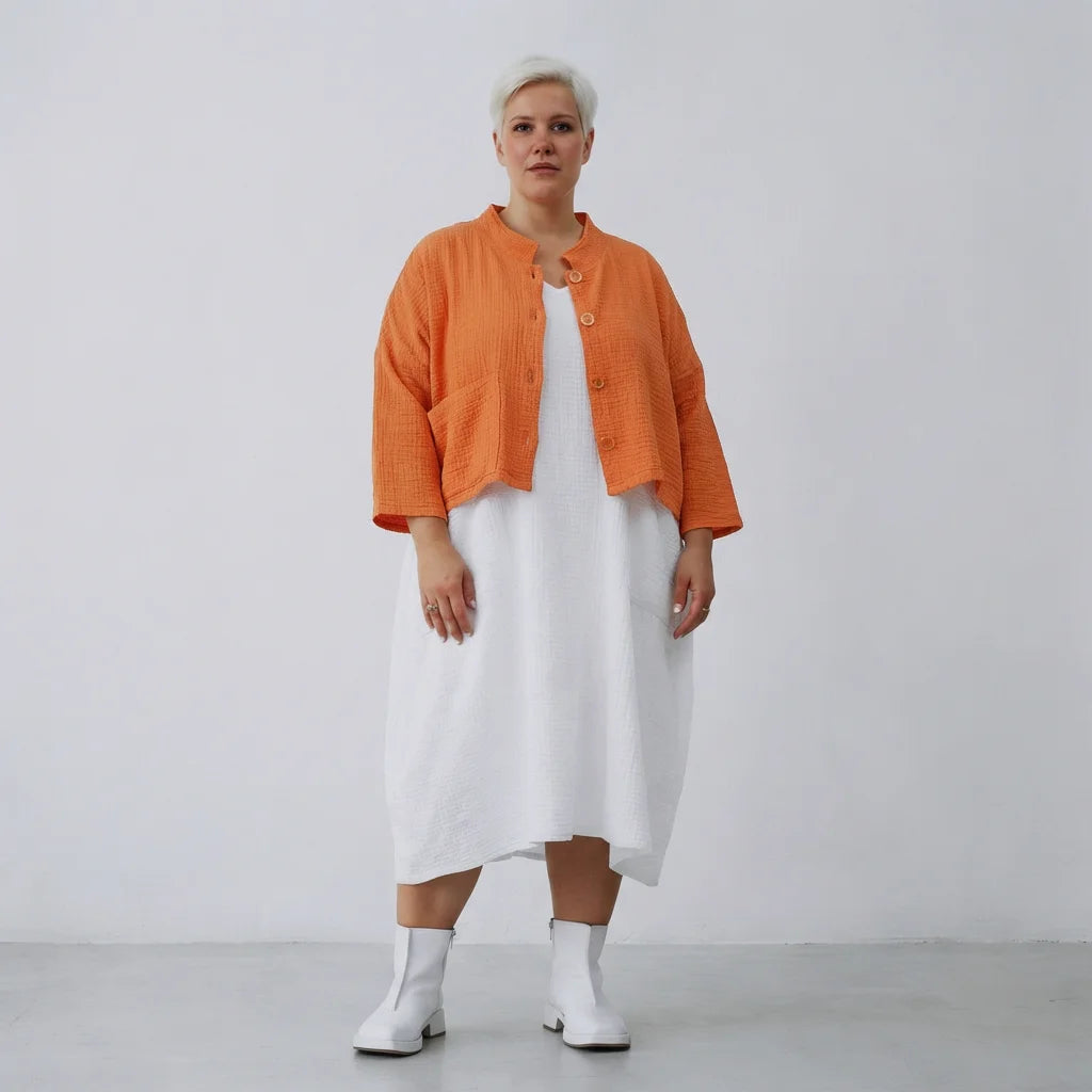  AKH Fashion Jacke in kastiger Form, aus Baumwolle, 1573.06929, Orange, Kariert, Schick