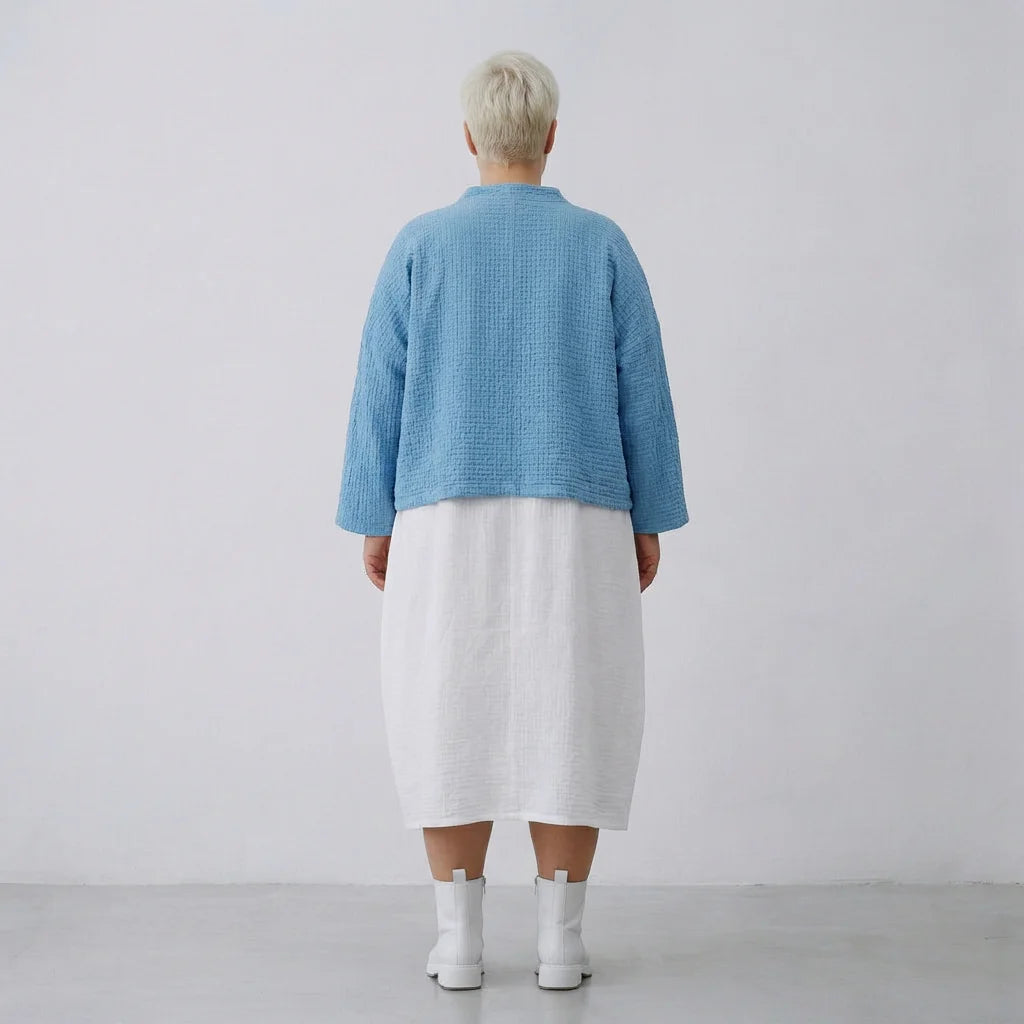 AKH Fashion Jacke in kastiger Form, aus Baumwolle, 1573.06929, Türkis, Kariert, Schick