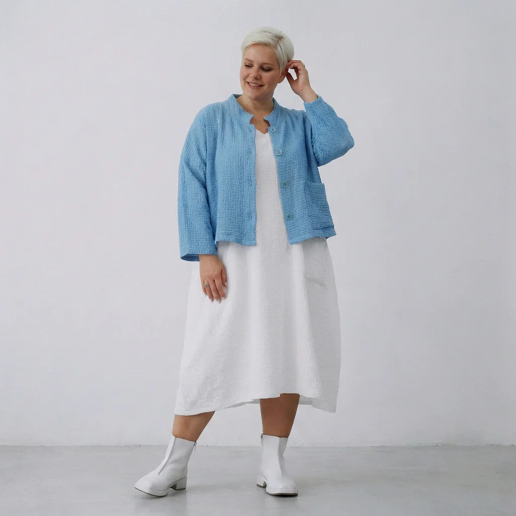 AKH Fashion Jacke in kastiger Form, aus Baumwolle, 1573.06929, Türkis, Kariert, Schick