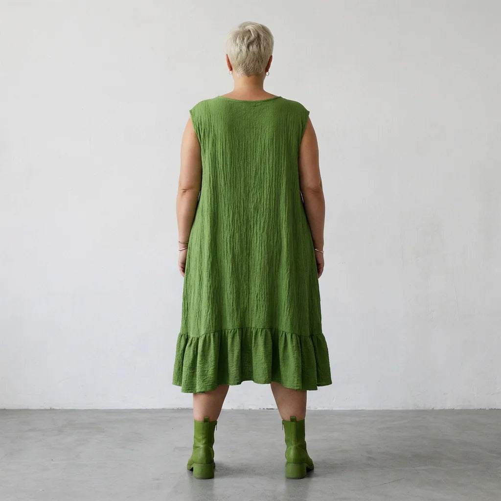 A-Form Kleid von AKH Fashion aus Baumwolle, 1573.07023, Grün, Kariert, Ausgefallen, Schick