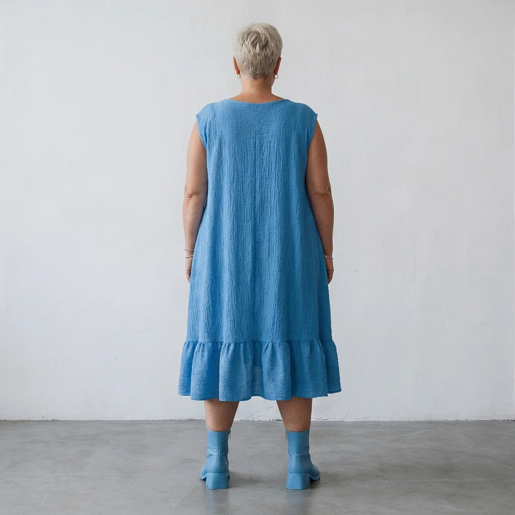 A-Form Kleid von AKH Fashion aus Baumwolle, 1573.07023, Türkis, Kariert, Ausgefallen