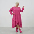  AKH Fashion Kleid in asymmetrischer Form, aus Baumwolle, 1573.07024, Fuchsia, Kariert