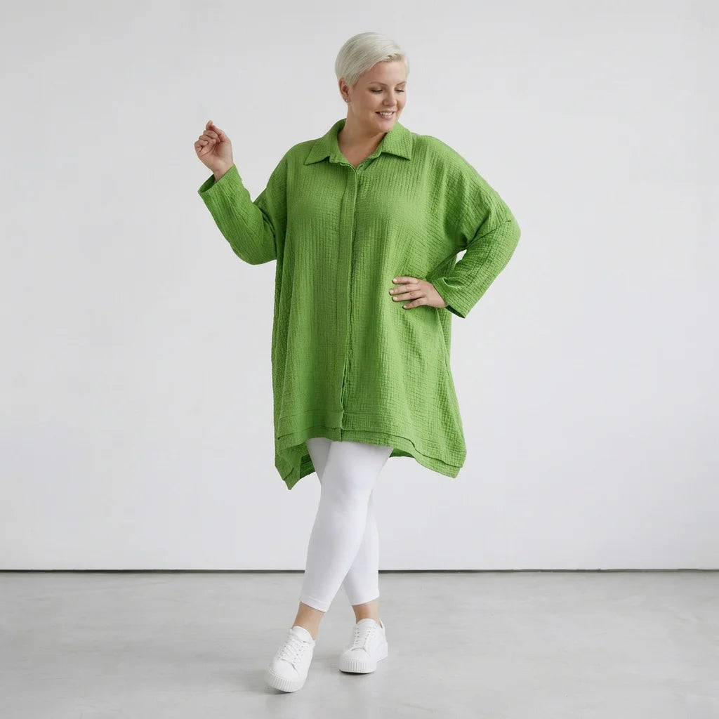  A-Form Bluse von AKH Fashion aus Baumwolle, 1573.07110, Grün, Kariert, Ausgefallen, Schick