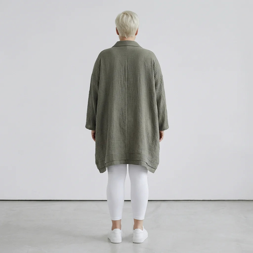 A-Form Bluse von AKH Fashion aus Baumwolle, 1573.07110, Khaki, Kariert, Ausgefallen