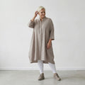 Ballon Bluse von AKH Fashion aus Baumwolle, 1573.07117, Beige, Kariert, Ausgefallen