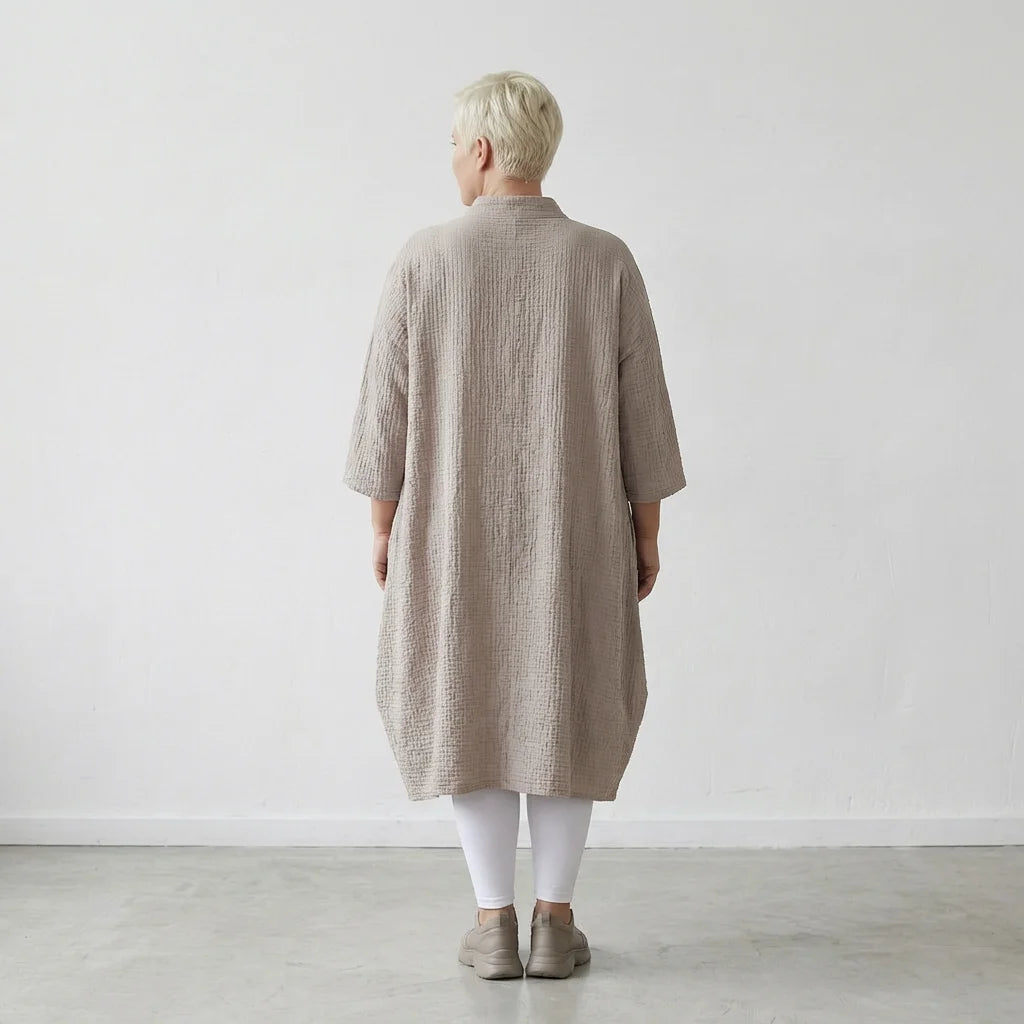 Ballon Bluse von AKH Fashion aus Baumwolle, 1573.07117, Beige, Kariert, Ausgefallen