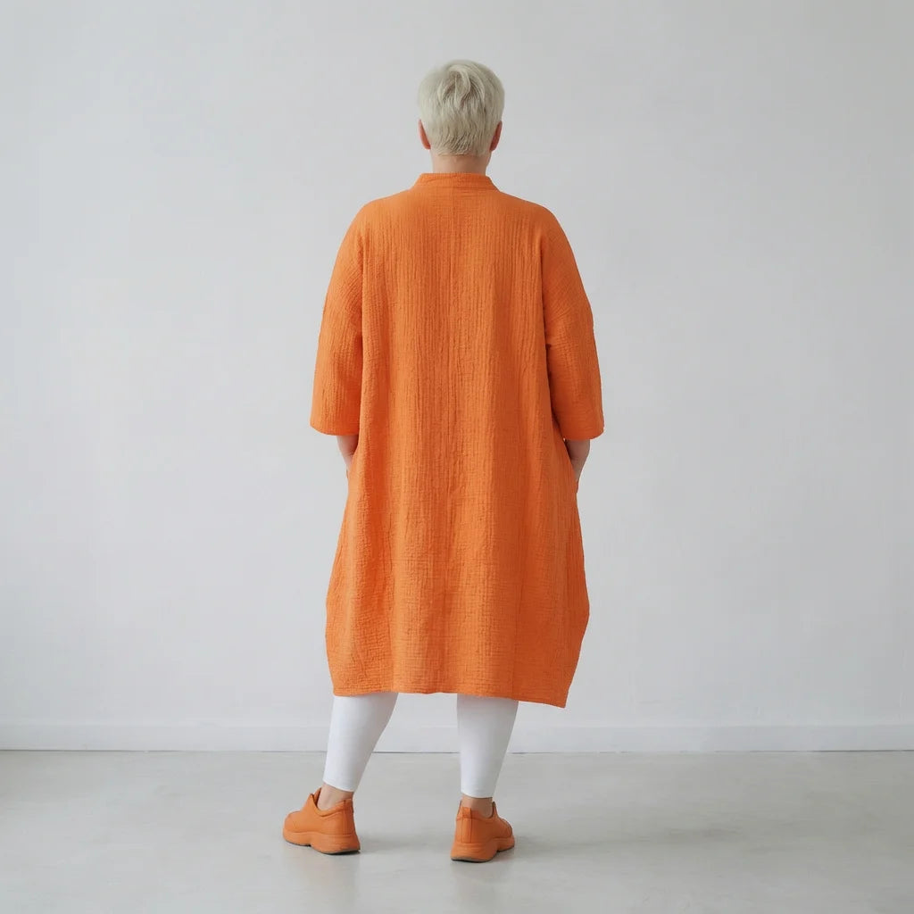 Ballon Bluse von AKH Fashion aus Baumwolle, 1573.07117, Orange, Kariert, Ausgefallen