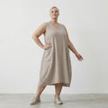  Ballonkleid von AKH Fashion aus Baumwolle, 1573.07118, Beige, Kariert, Ausgefallen, Schick