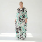  Ballonkleid von AKH Fashion aus Viskose, 1574.01926, Weiß/Schwarz/Grün, Blumen, Schick