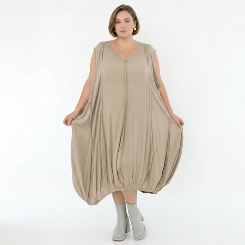 Ballonkleid von AKH Fashion aus Viskose, 1576.02288, Beige, Ausgefallen, Zeitlos, Schick