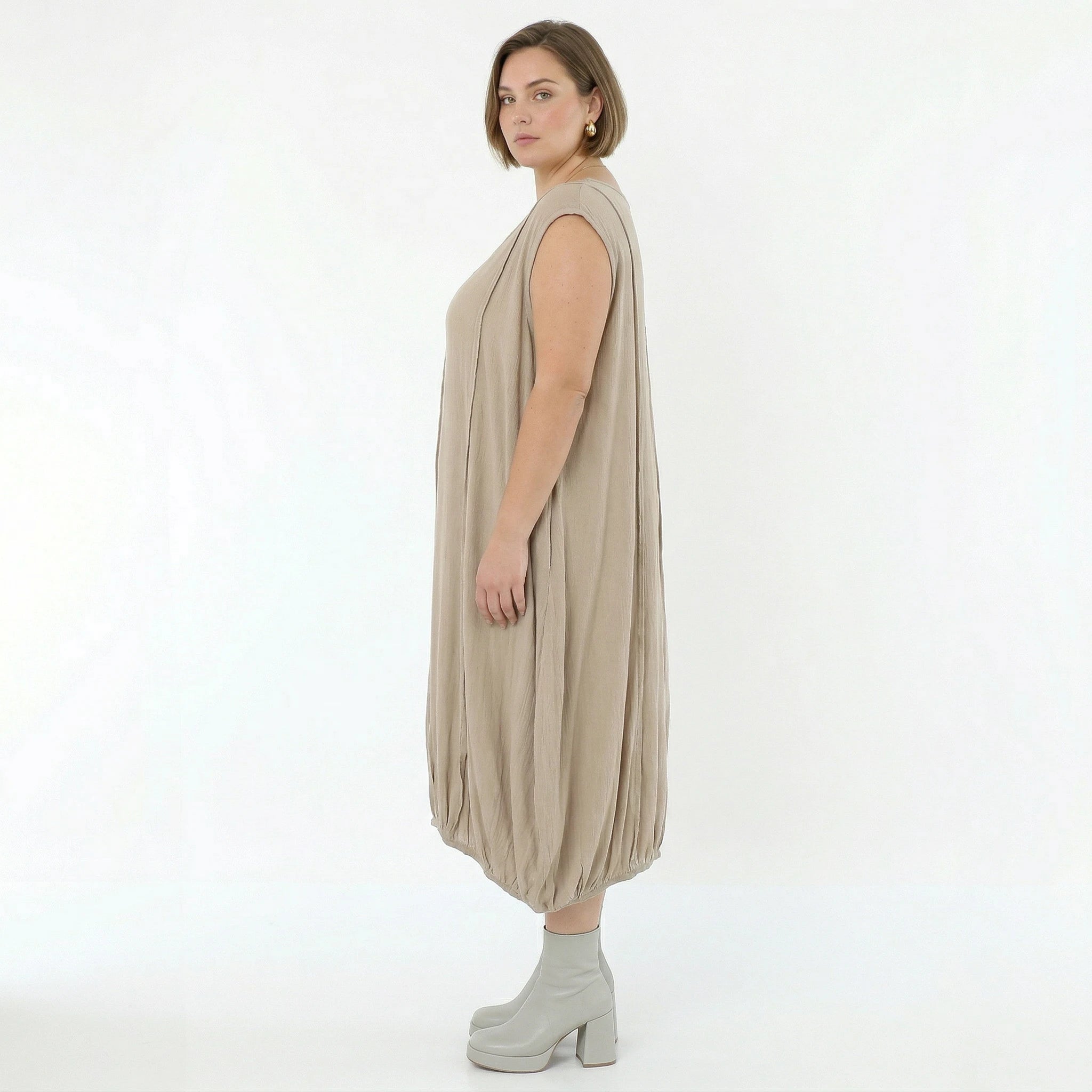 Ballonkleid von AKH Fashion aus Viskose, 1576.02288, Beige, Ausgefallen, Zeitlos, Schick