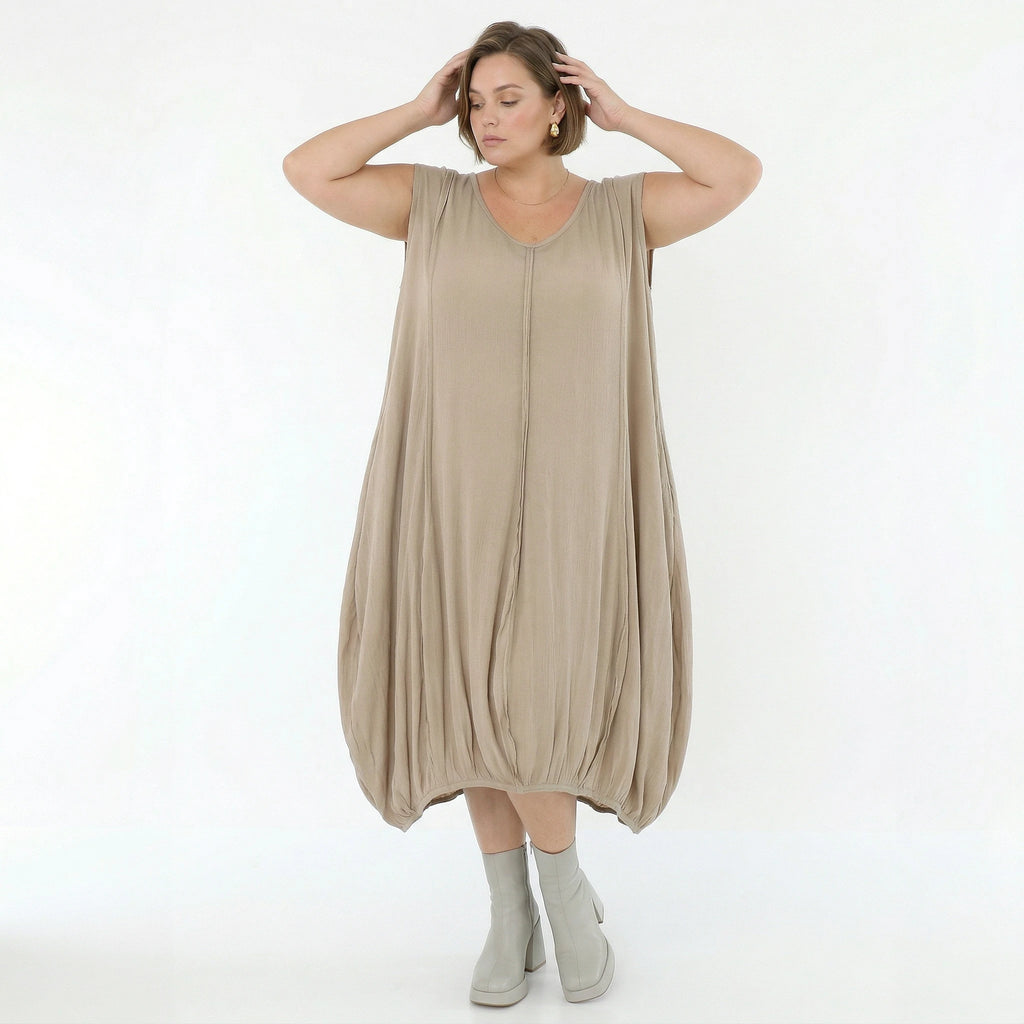 Ballonkleid von AKH Fashion aus Viskose, 1576.02288, Beige, Ausgefallen, Zeitlos, Schick