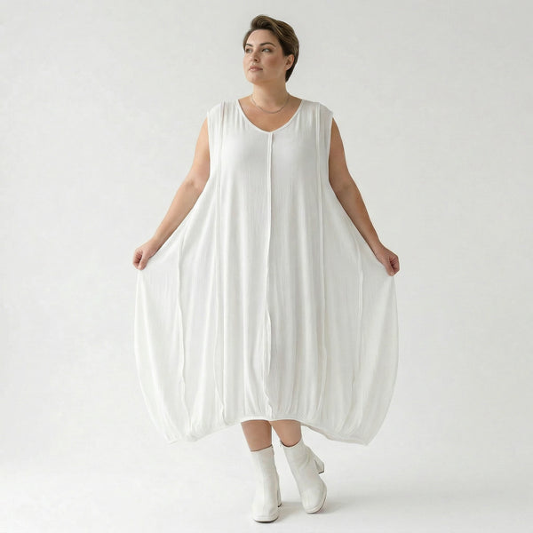 Ballonkleid von AKH Fashion aus Viskose, 1576.02288, Weiß, Ausgefallen, Zeitlos, Schick