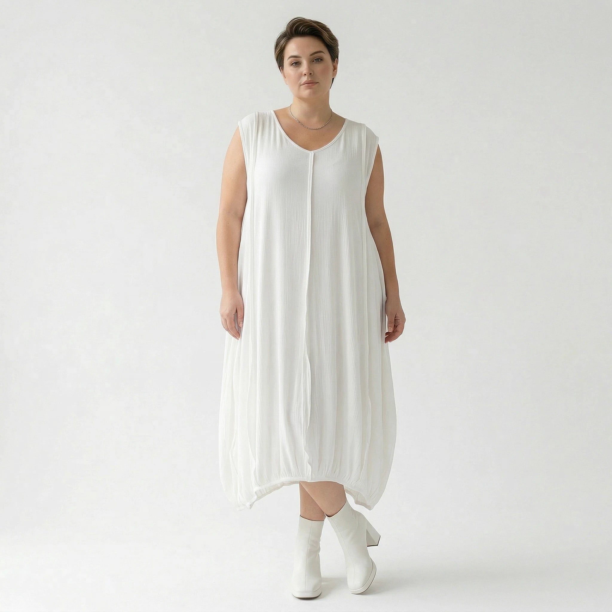 Ballonkleid von AKH Fashion aus Viskose, 1576.02288, Weiß, Ausgefallen, Zeitlos, Schick