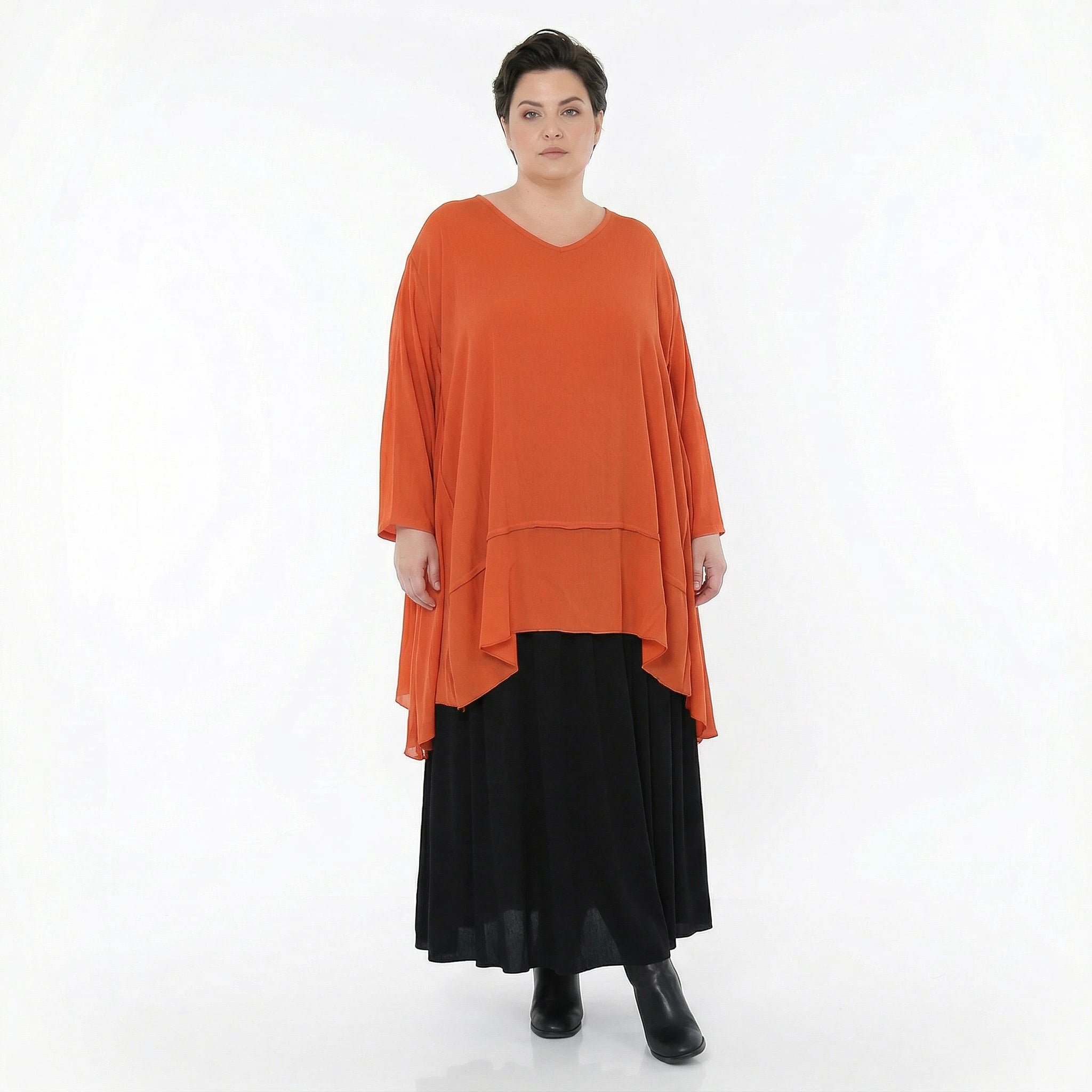 A-Form Bigshirt von AKH Fashion aus Viskose, 1576.05593, Orange, Ausgefallen, Zeitlos, Schick