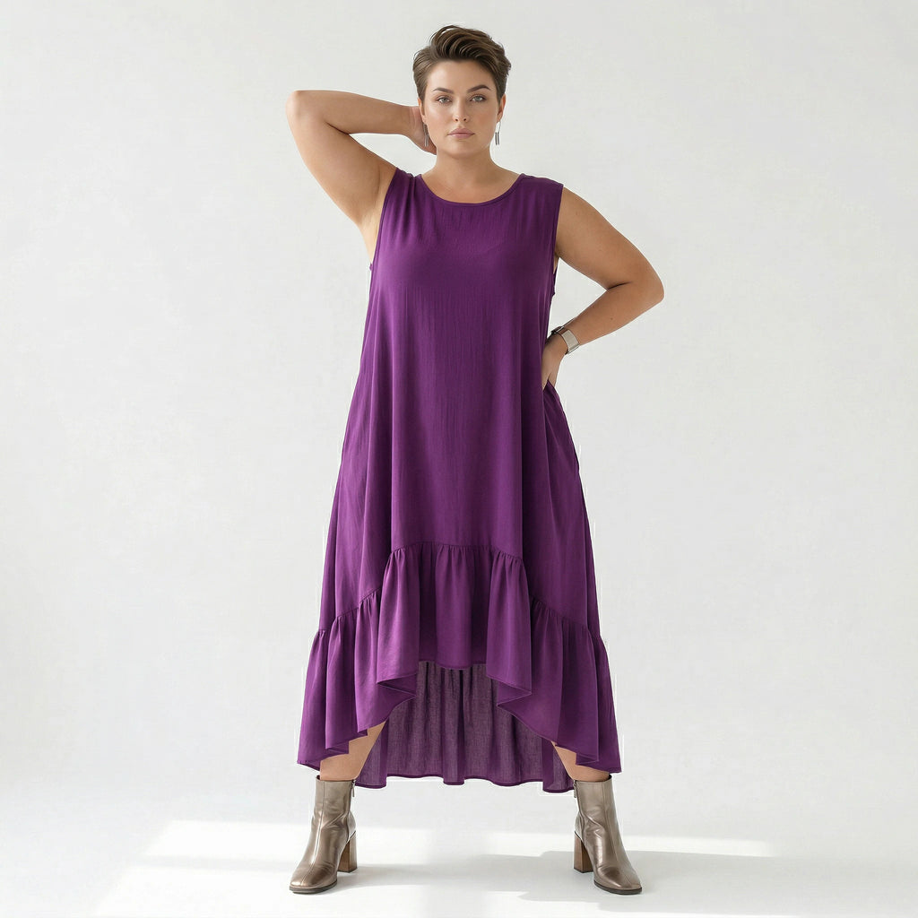 A-Form Kleid von AKH Fashion aus Viskose, 1576.07023, Lila, Ausgefallen, Zeitlos, Schick