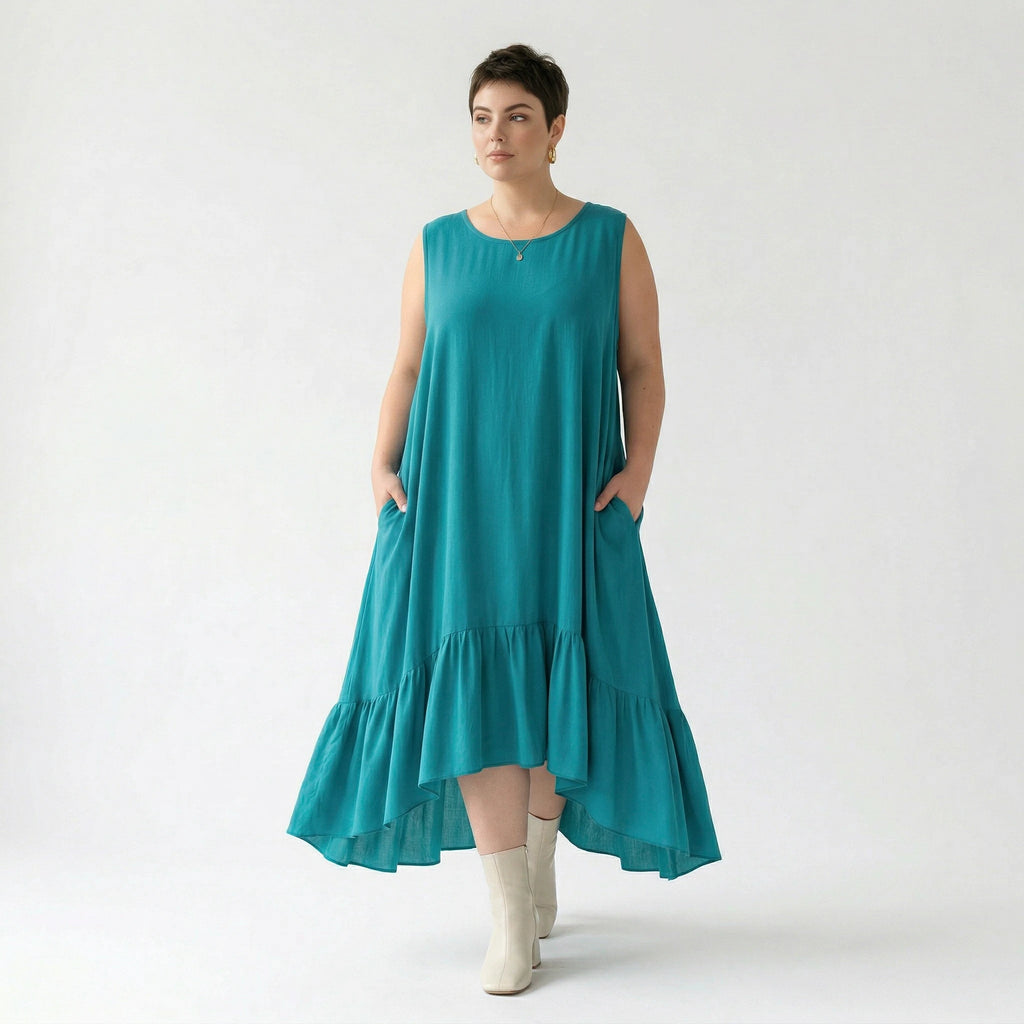 A-Form Kleid von AKH Fashion aus Viskose, 1576.07023, Petrol, Ausgefallen, Zeitlos, Schick