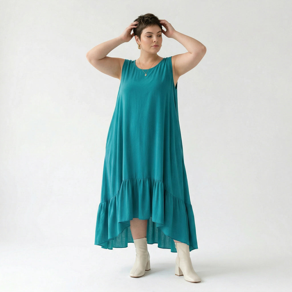 A-Form Kleid von AKH Fashion aus Viskose, 1576.07023, Petrol, Ausgefallen, Zeitlos, Schick