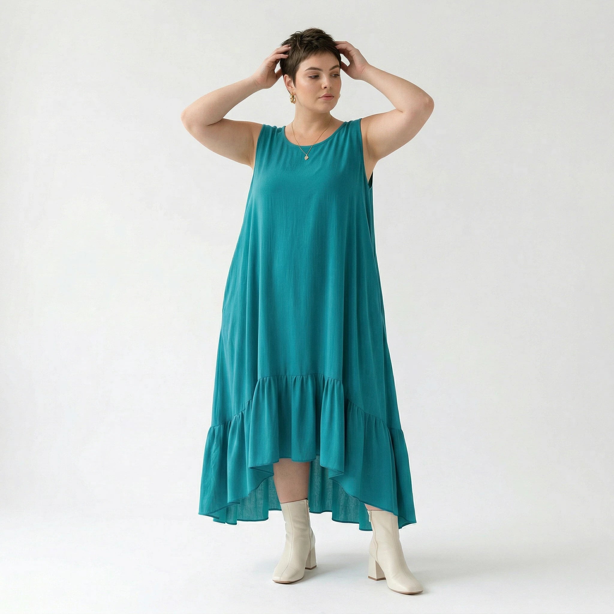 A-Form Kleid von AKH Fashion aus Viskose, 1576.07023, Petrol, Ausgefallen, Zeitlos, Schick