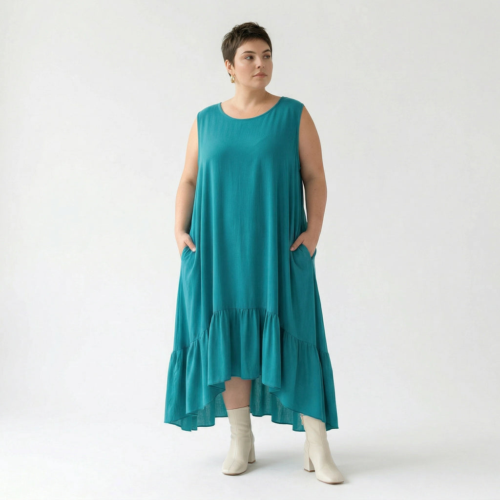 A-Form Kleid von AKH Fashion aus Viskose, 1576.07023, Petrol, Ausgefallen, Zeitlos, Schick