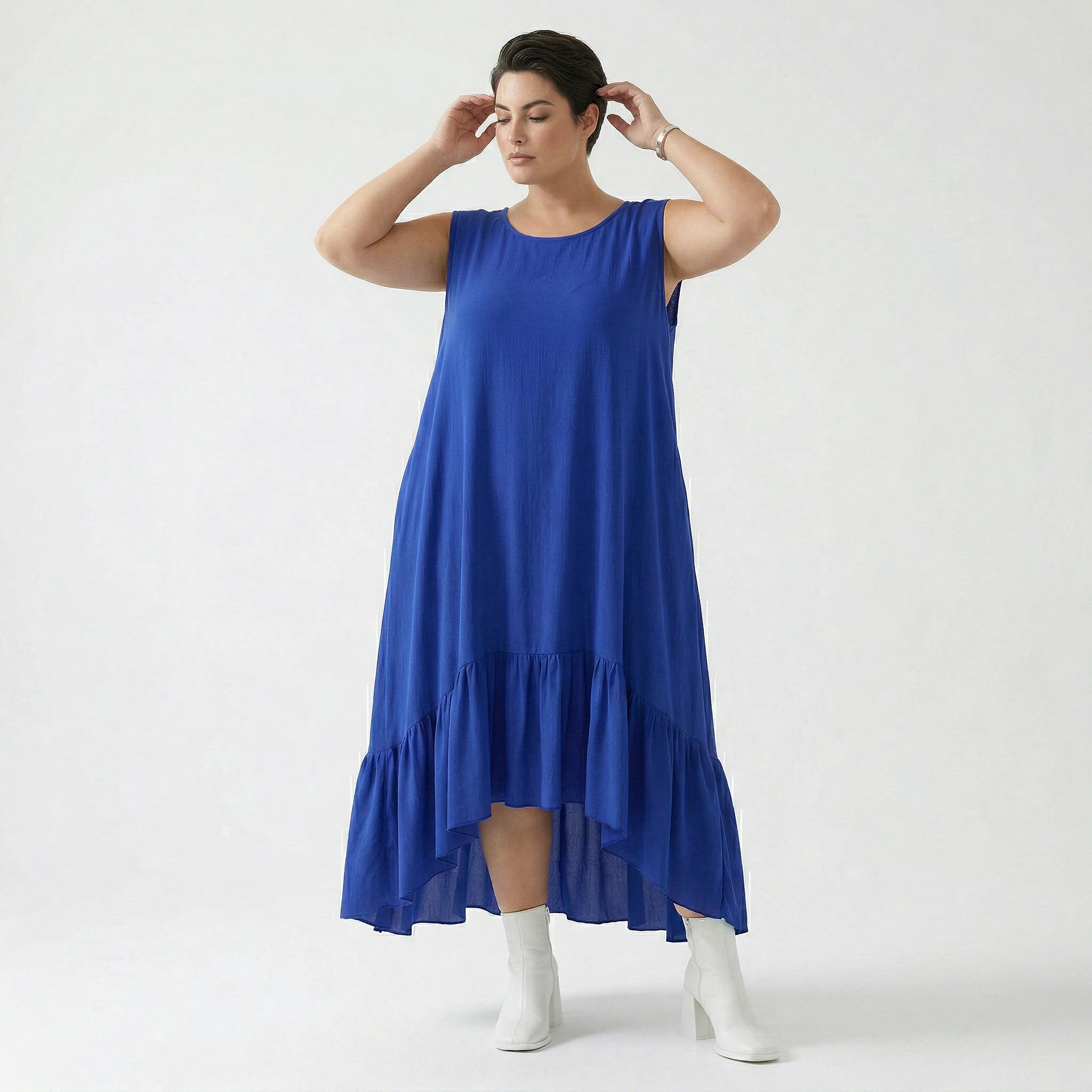 A-Form Kleid von AKH Fashion aus Viskose, 1576.07023, Royalblau, Ausgefallen, Zeitlos