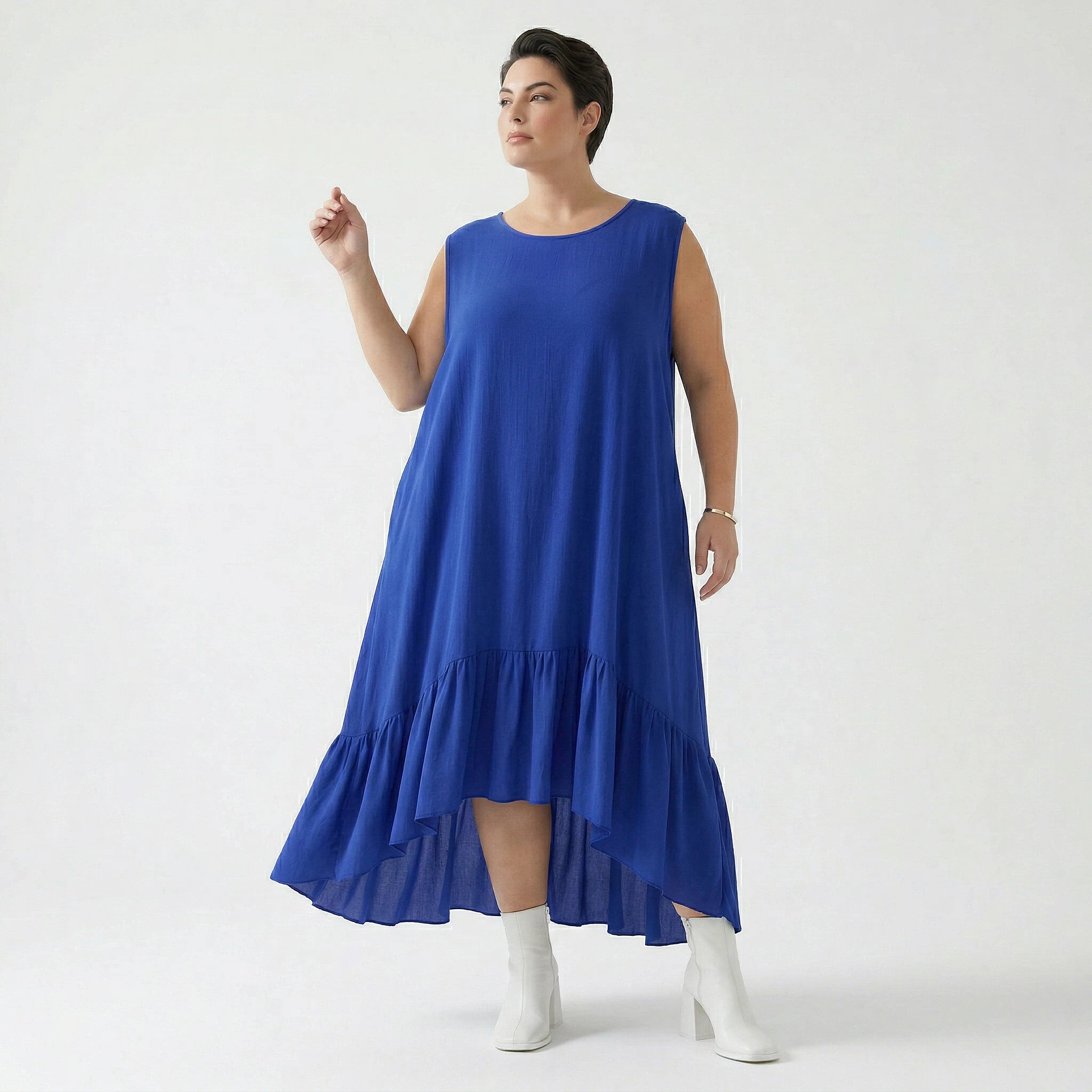 A-Form Kleid von AKH Fashion aus Viskose, 1576.07023, Royalblau, Ausgefallen, Zeitlos