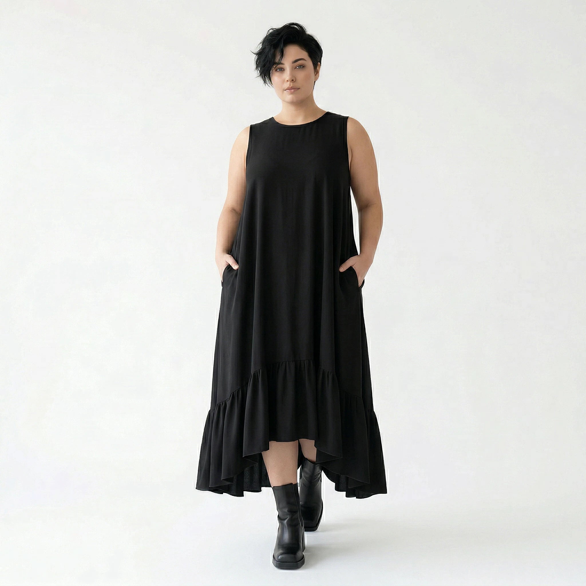 A-Form Kleid von AKH Fashion aus Viskose, 1576.07023, Schwarz, Ausgefallen, Zeitlos