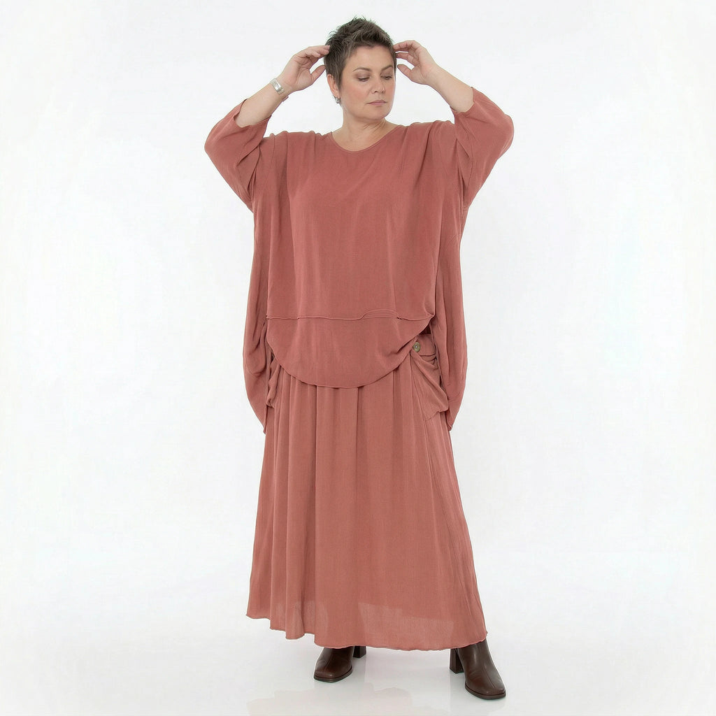 A-Form Rock von AKH Fashion aus Viskose, 1576.07186, Mauve, Ausgefallen, Zeitlos, Schick