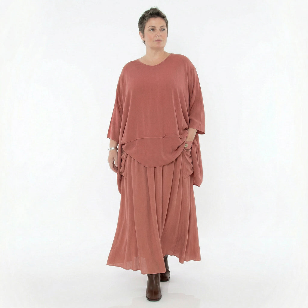 A-Form Rock von AKH Fashion aus Viskose, 1576.07186, Mauve, Ausgefallen, Zeitlos, Schick