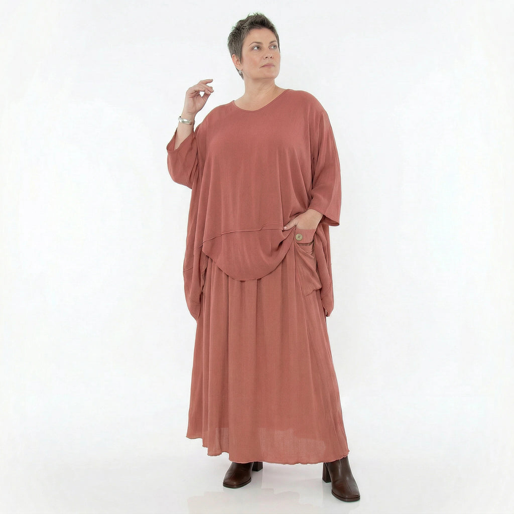 A-Form Rock von AKH Fashion aus Viskose, 1576.07186, Mauve, Ausgefallen, Zeitlos, Schick