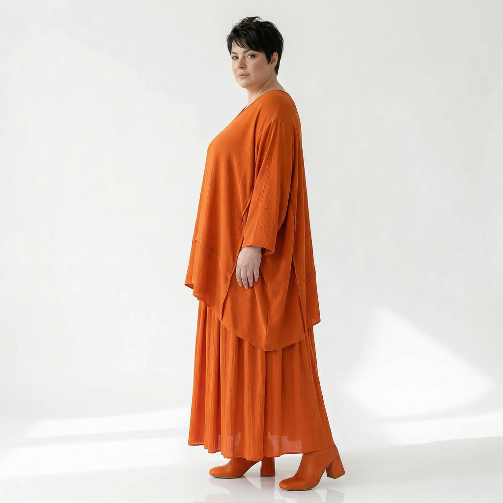 A-Form Rock von AKH Fashion aus Viskose, 1576.07186, Orange, Ausgefallen, Zeitlos, Schick