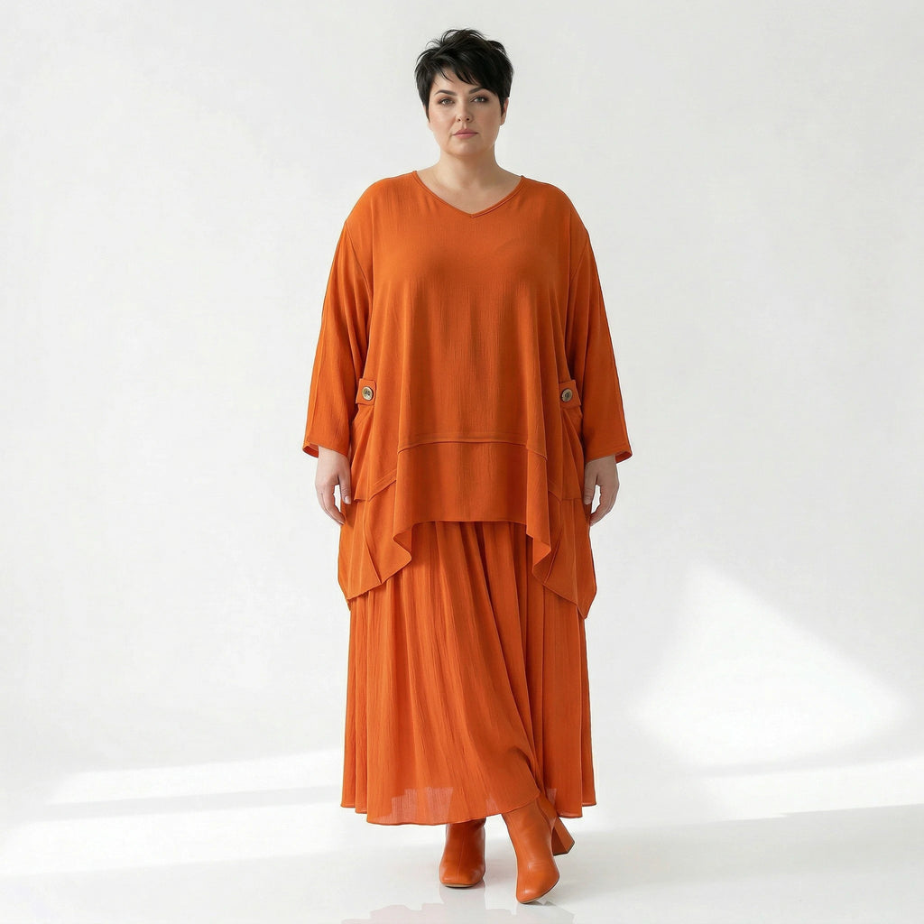 A-Form Rock von AKH Fashion aus Viskose, 1576.07186, Orange, Ausgefallen, Zeitlos, Schick