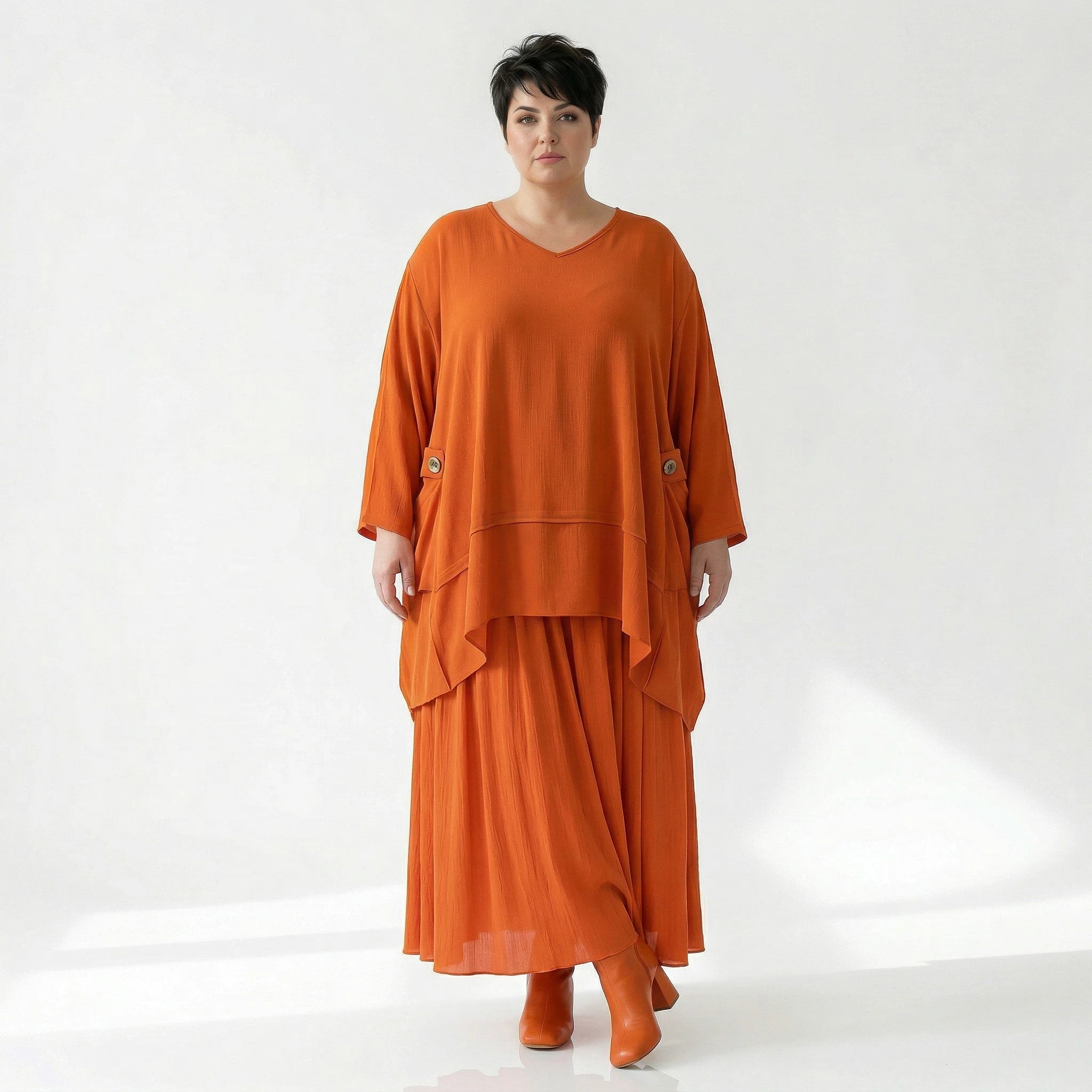 A-Form Rock von AKH Fashion aus Viskose, 1576.07186, Orange, Ausgefallen, Zeitlos, Schick